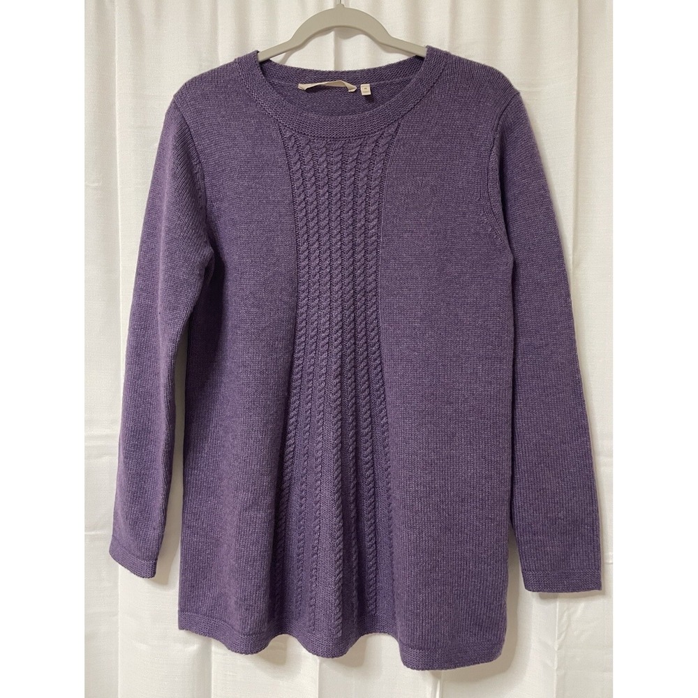 Soft Surroundings Womens Sweater M  Purple Flared Pullover Wool Blend